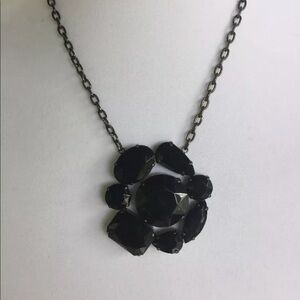Erica Lyons Necklace black shiny flower pendant